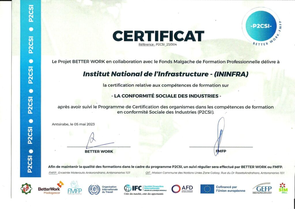 Certificat FMFP